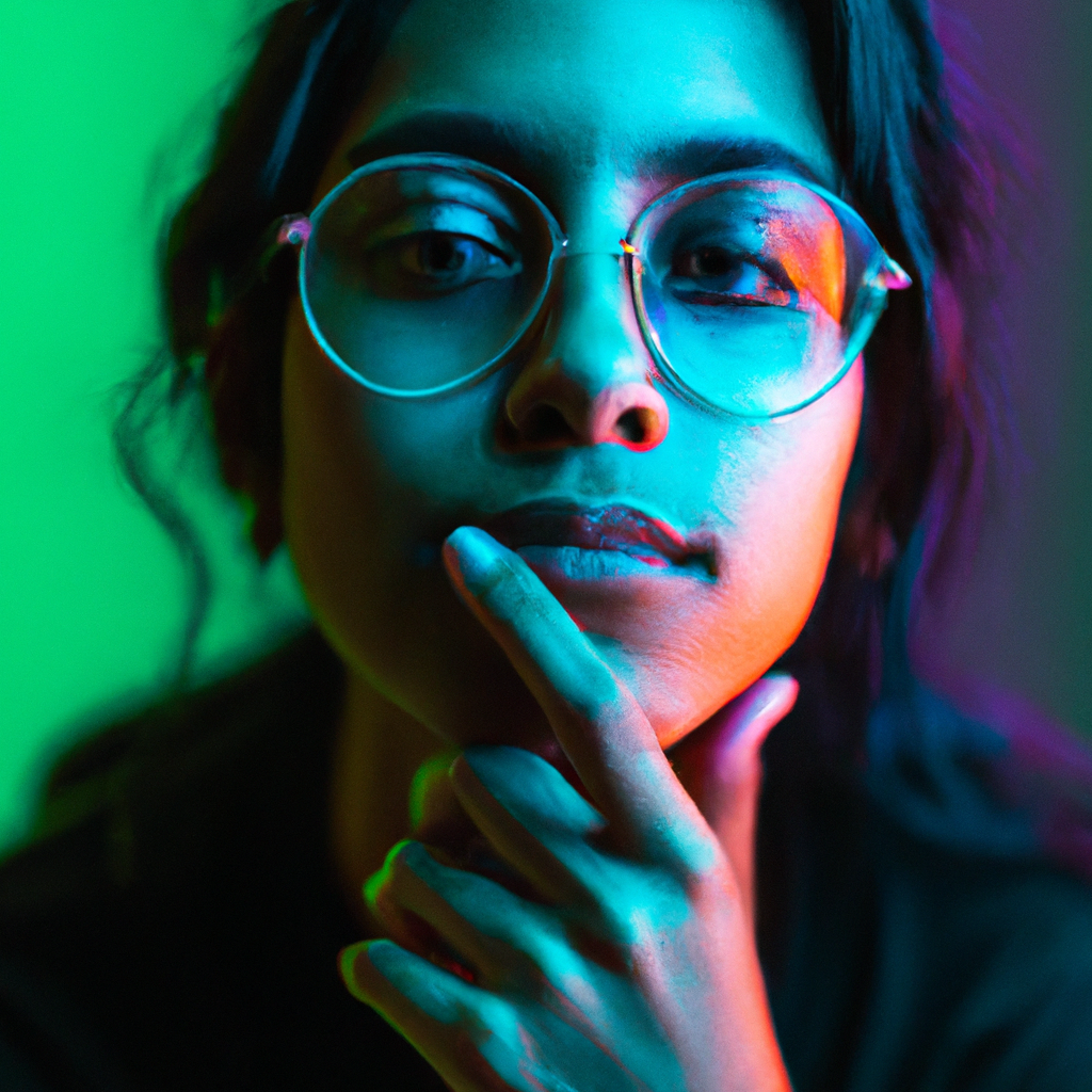 Retrato con geles de color y fondo minimalista